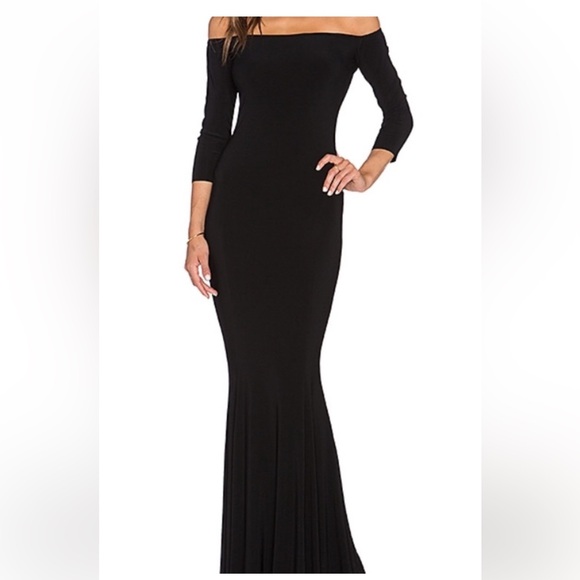 Norma Kamali Black Off-Shoulder Dress - Picture 2 of 6